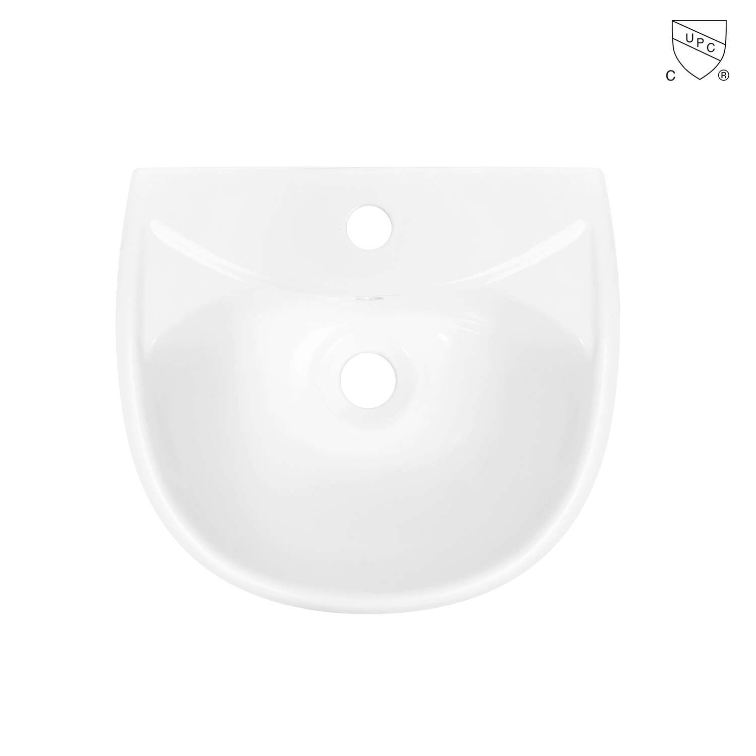 42cm/16 inches mini size glossy white U-shape pedestal bath sink for small bathroom